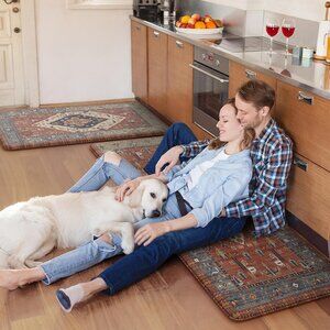 Red Mosaic Antifatigue Kitchen Mats